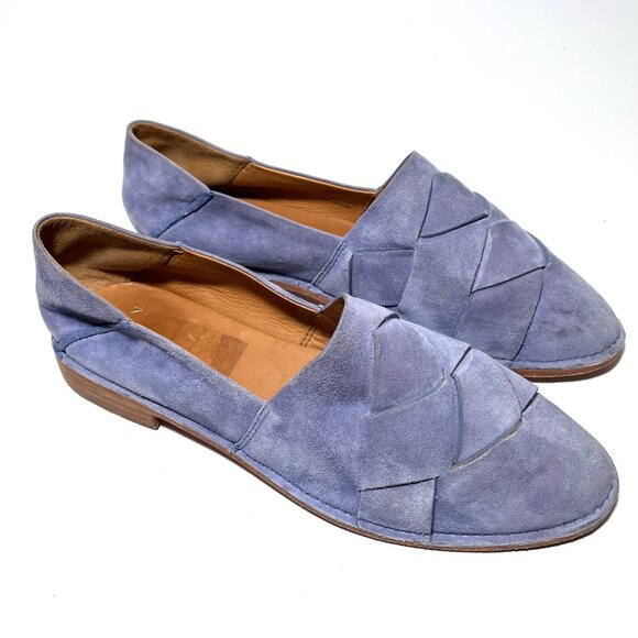 Aerin Hawley Suede Slip On Woven Loafers - Picture 6 of 11